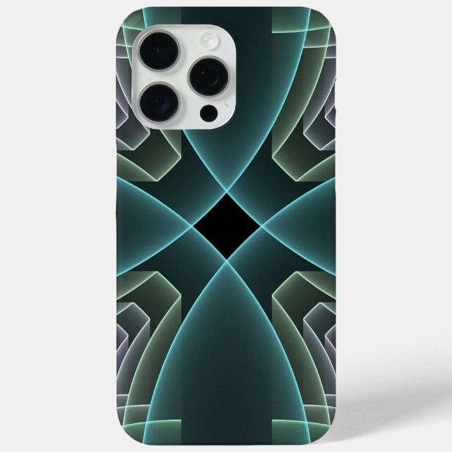 Modern Teal Geometric Fractal Art Graphic Case-Mate iPhone Case (Back)