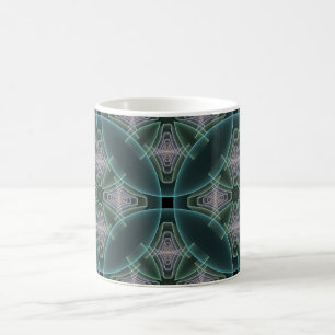 Modern Teal Geometric Fractal Art Graphic Coffee Mug