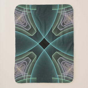 Modern Teal Geometric Fractal Art Graphic Sherpa Blanket