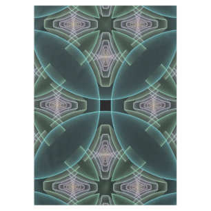 Modern Teal Geometric Fractal Art Graphic Tablecloth