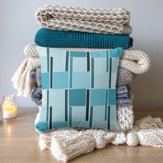 Modern Teal Geometric Pattern Throw Pillow