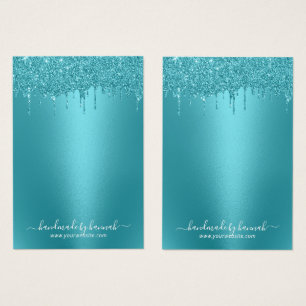 Modern Teal Glitter Drips Earring Display Holder