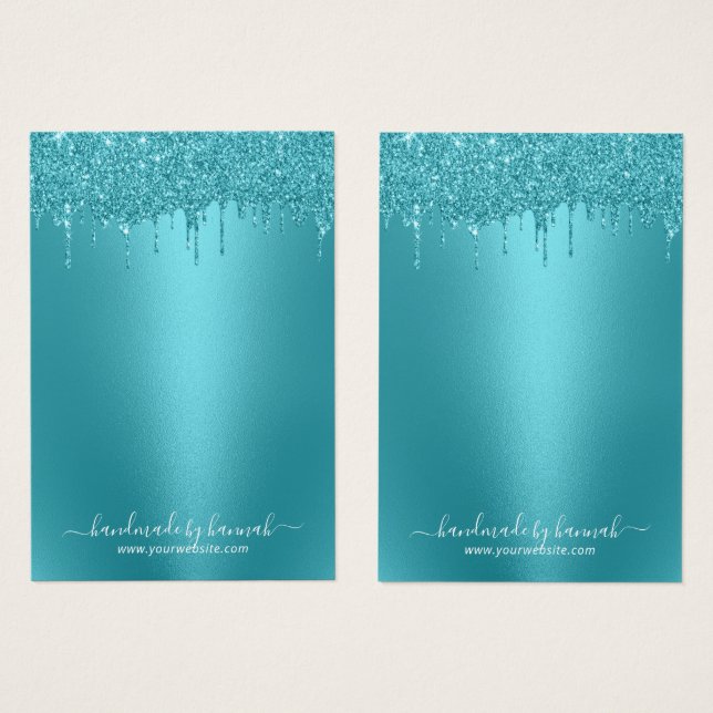 Modern Teal Glitter Drips Earring Display Holder (Front & Back)