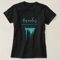 Modern Teal Glitter Drips Sweet 16 Birthday