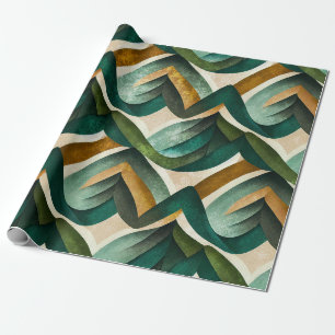 Modern Teal Gold Abstract Geometric Pattern Wrapping Paper