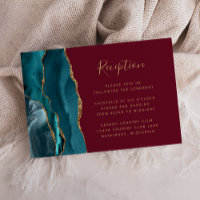 Modern Teal Gold Agate Burgundy Wedding Reception