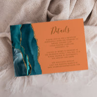 Modern Teal Gold Agate Tangerine Wedding Details