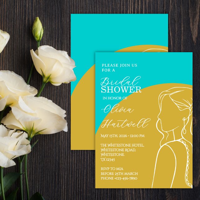 Modern Teal & Gold Bridal Shower Invitation (Creator Uploaded)