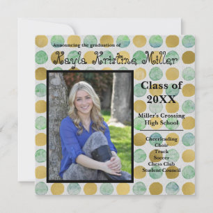 Modern Teal & Gold Dots - Graduation Announcement