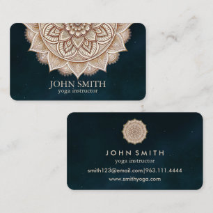 Modern Teal & Gold Mandala Yoga Instructor Busines Business Card