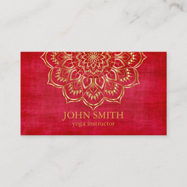 Modern Teal & Gold Mandala Yoga Instructor Busines Business Card (Front)