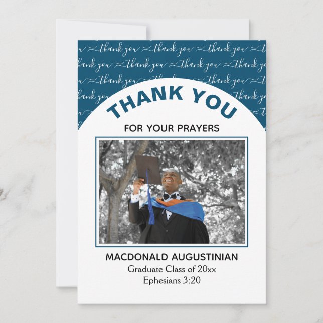 Modern Teal Graduate Photo Thank You Card (Front)