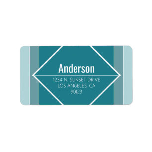 Modern Teal Green Geometric Return Address  Label