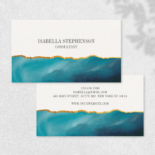 Modern Teal Green Gold Foil Minimalist  Business Card