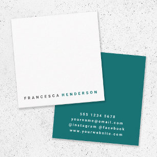 Modern Teal Green Trendy Minimalist Simple Square Business Card