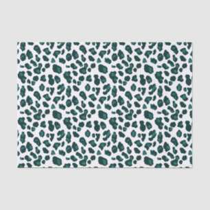 Modern Teal Leopard Print Patterned Tissue Paper