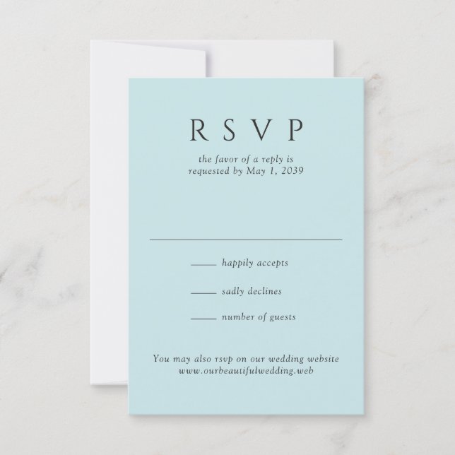 Modern Teal Minimalist Wedding RSVP Card (Front)