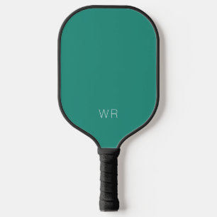 Modern Teal Monogram Initials Pickleball Paddle