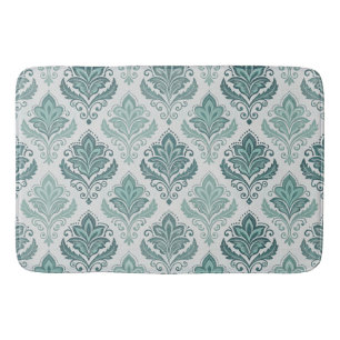 Modern Teal Nordic Damask Bath Mat