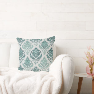Modern Teal Nordic Damask Cushion