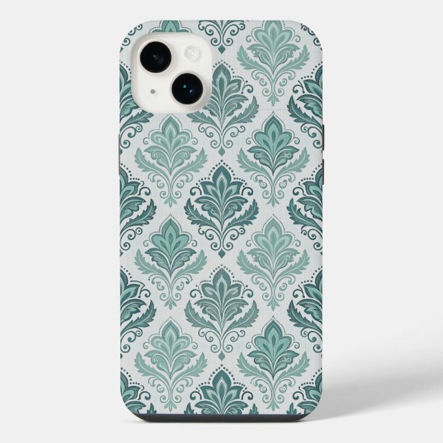 Modern Teal Nordic Damask iPhone Case (Back)
