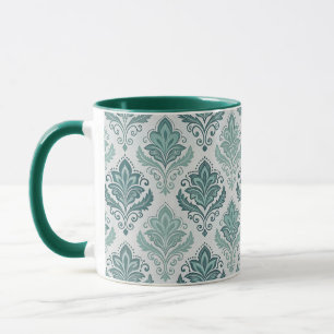 Modern Teal Nordic Damask Mug