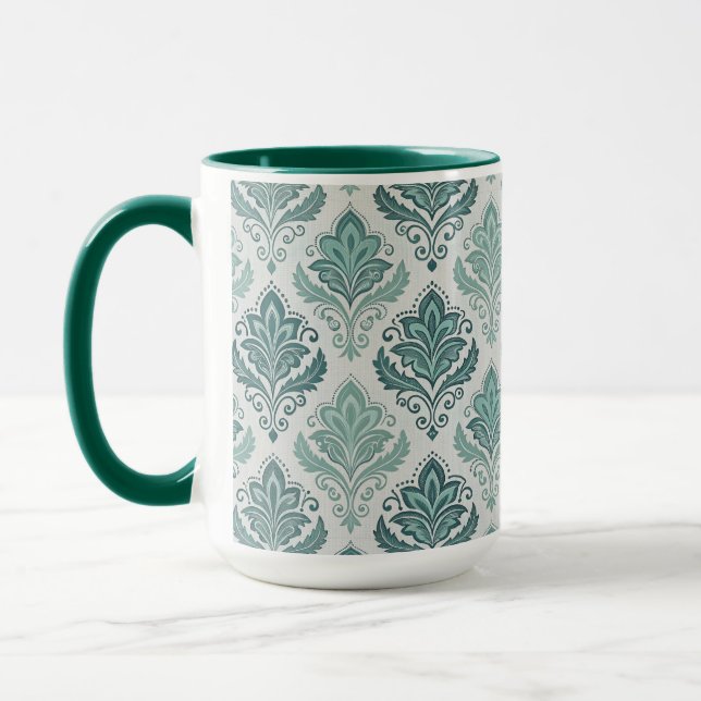 Modern Teal Nordic Damask Mug (Left)