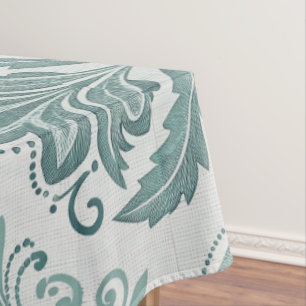 Modern Teal Nordic Damask Tablecloth