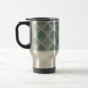 Modern Teal Nordic Damask Travel Mug