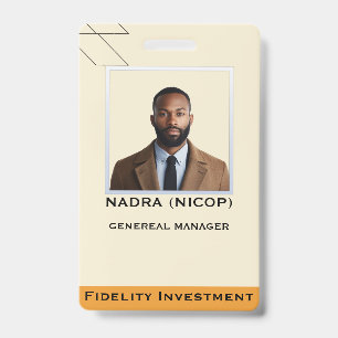 Modern Teal & Peach Abstract Professional Employee ID Badge