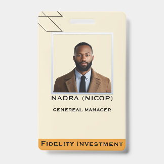 Modern Teal & Peach Abstract Professional Employee ID Badge