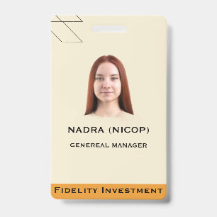 Modern Teal & Peach Abstract Professional Employee ID Badge