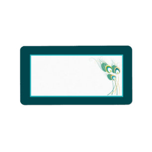 Modern Teal Peacock Wedding Mailing Address Label