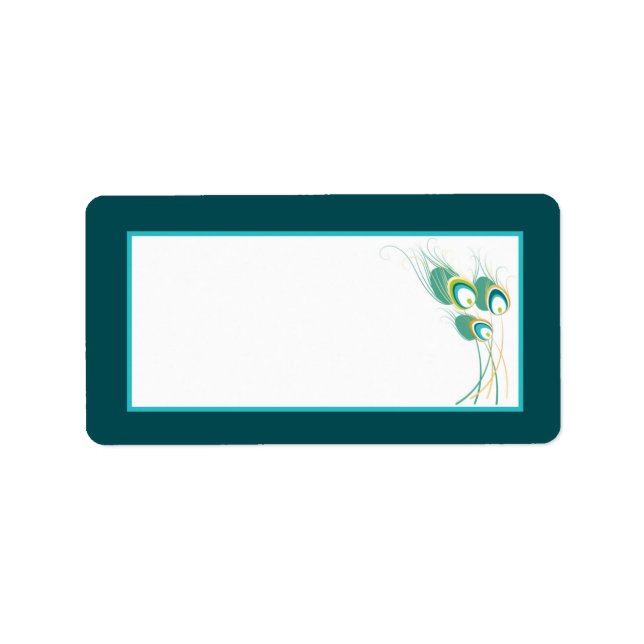 Modern Teal Peacock Wedding Mailing Address Label (Front)