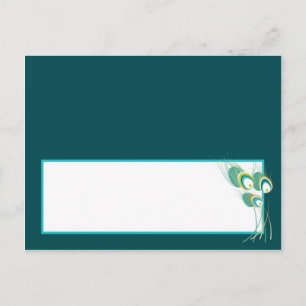 Modern Teal Peacock Wedding Writable Place Card