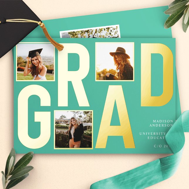 Modern Teal Photo Graduation Announcement (Creator Uploaded)