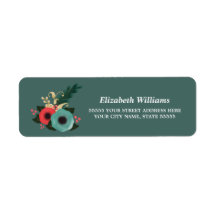 Modern Teal Pink Floral Return Address Labels