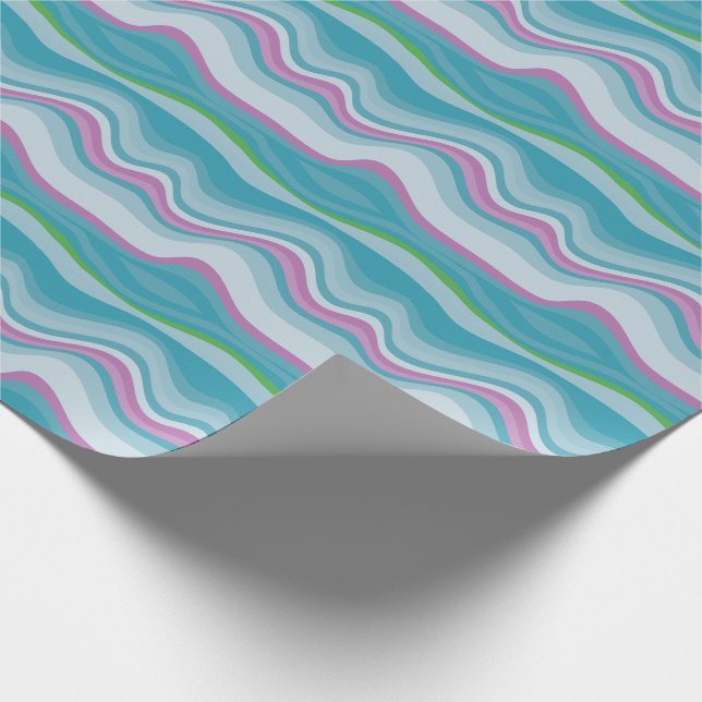 Modern Teal Pink Wave Abstract Wrapping Paper (Corner)