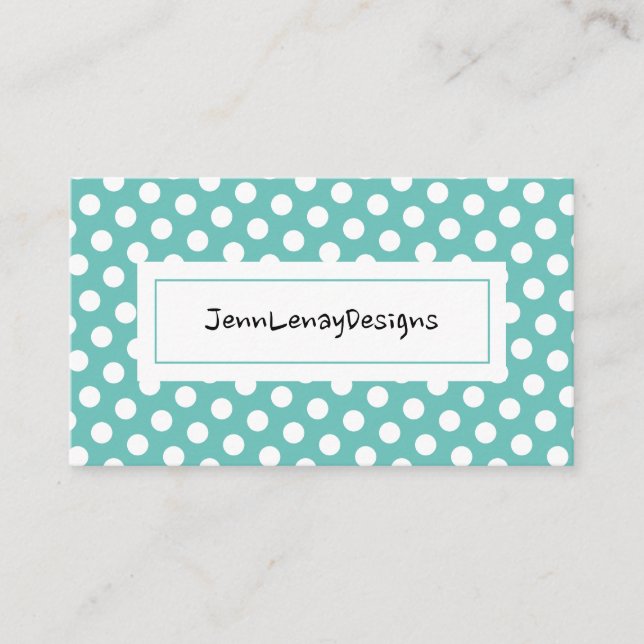 Modern Teal Polka Dots Pattern Chic Business Cards (Front)