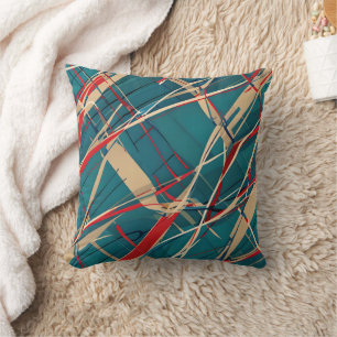 Modern Teal, Red & Tan Cushion