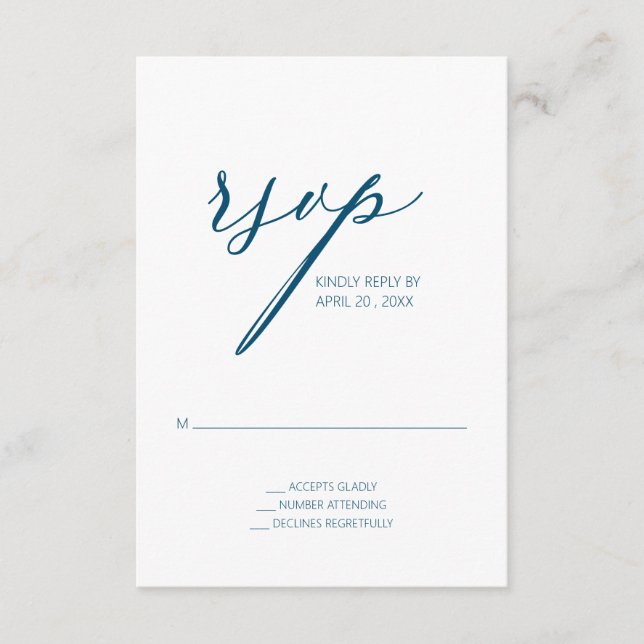 Modern Teal RSVP Enclos Enclosure Card (Front)