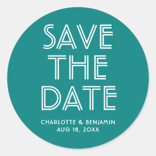 Modern Teal Save The Date Sticker