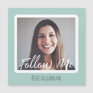 Modern Teal Social Media Follow Me Photo Magnet