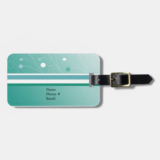 Modern Teal Stripes Luggage Tag (Front Horizontal)