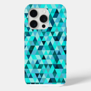 Modern Teal Triangles Pattern iPhone 15 Pro Case