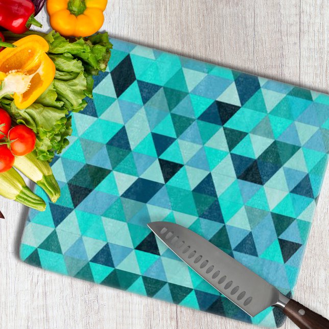 Modern Teal Triangles Pattern Cutting Board (Modern Teal Triangles Pattern Cutting Board by Looly Elzayat
)