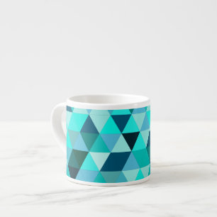 Modern Teal Triangles Pattern Espresso Cup