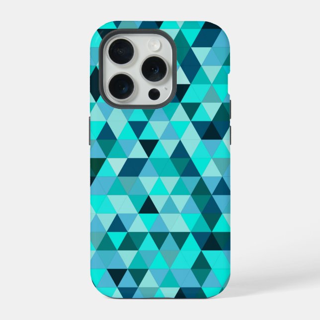 Modern Teal Triangles Pattern iPhone Case (Back)
