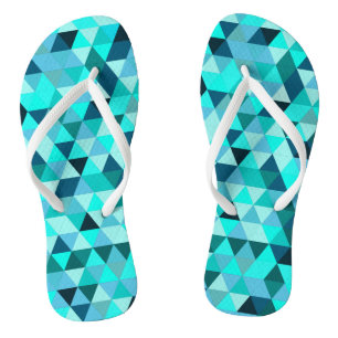Modern Teal Triangles Pattern Jandals