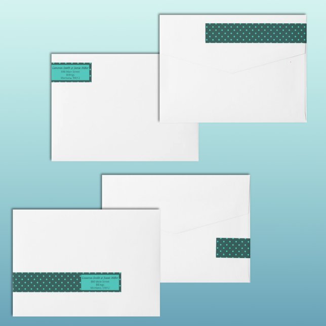 Modern Teal Turquoise Polka Dots Geometric Pattern Wrap Around Label (Creator Uploaded)